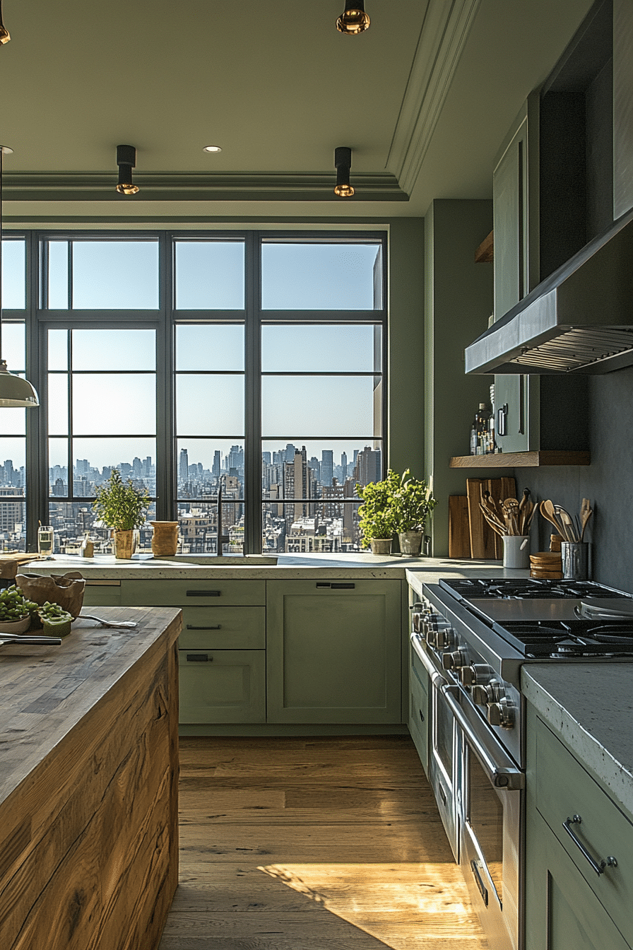 urban sage green kitchen