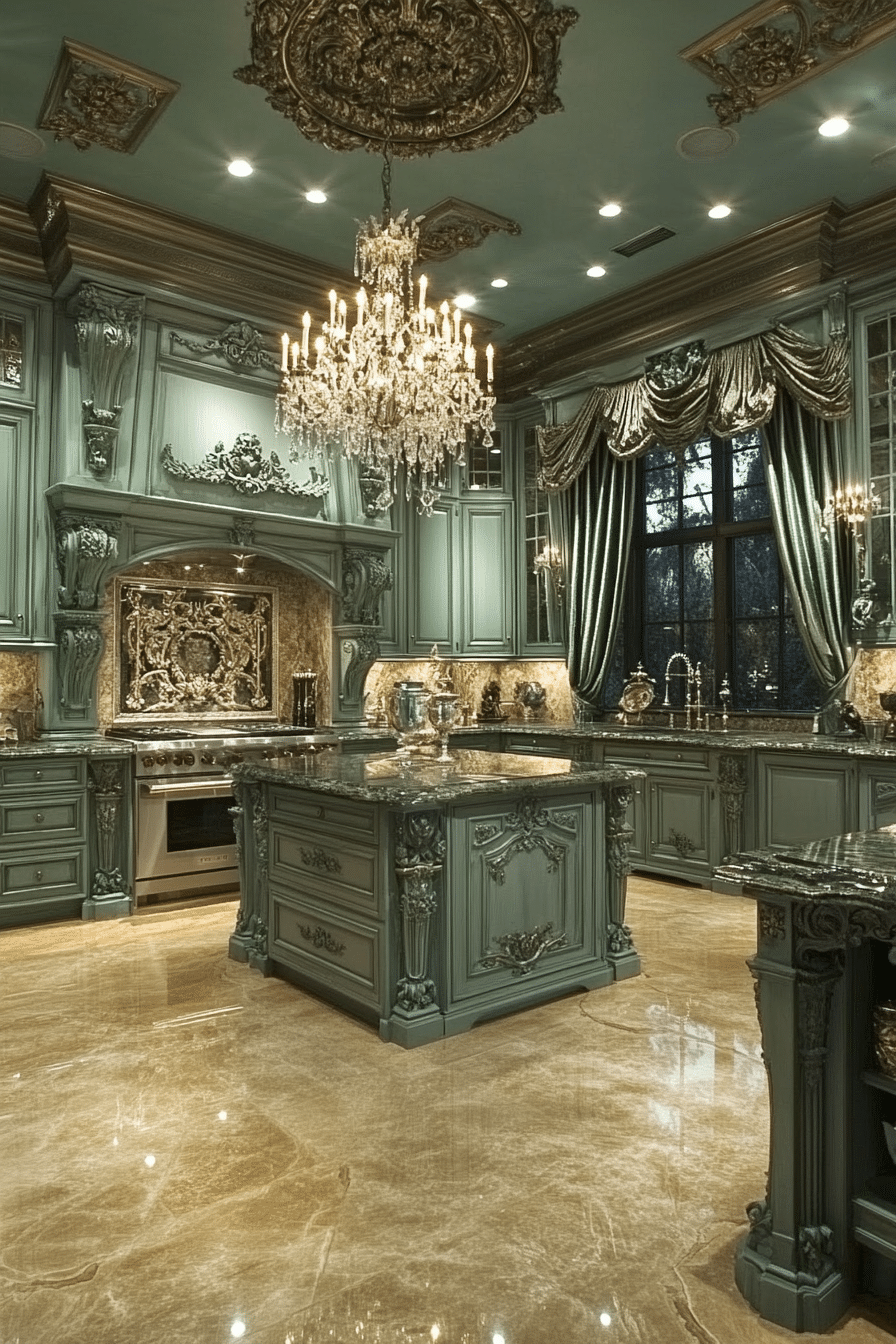 grand sage green kitchen