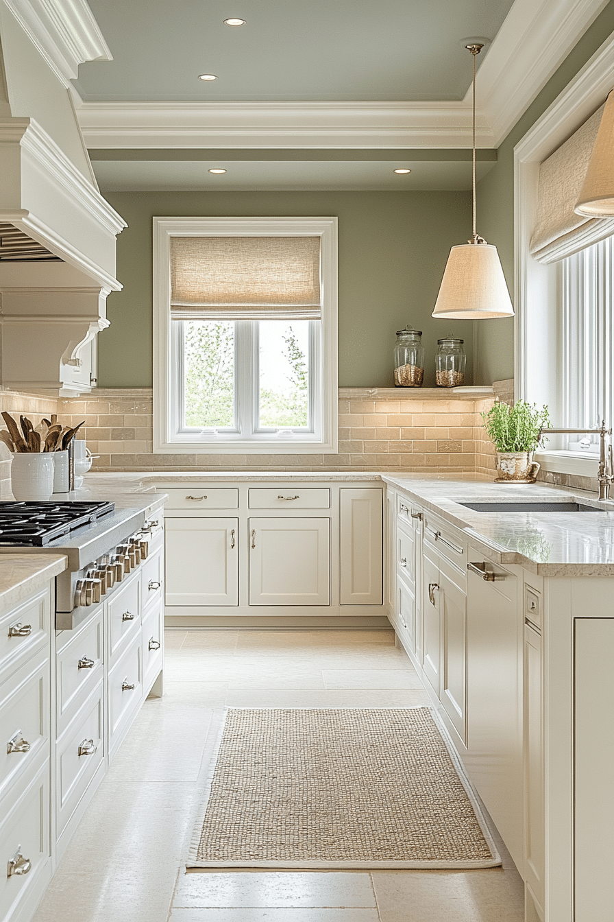 subtle sage green kitchen