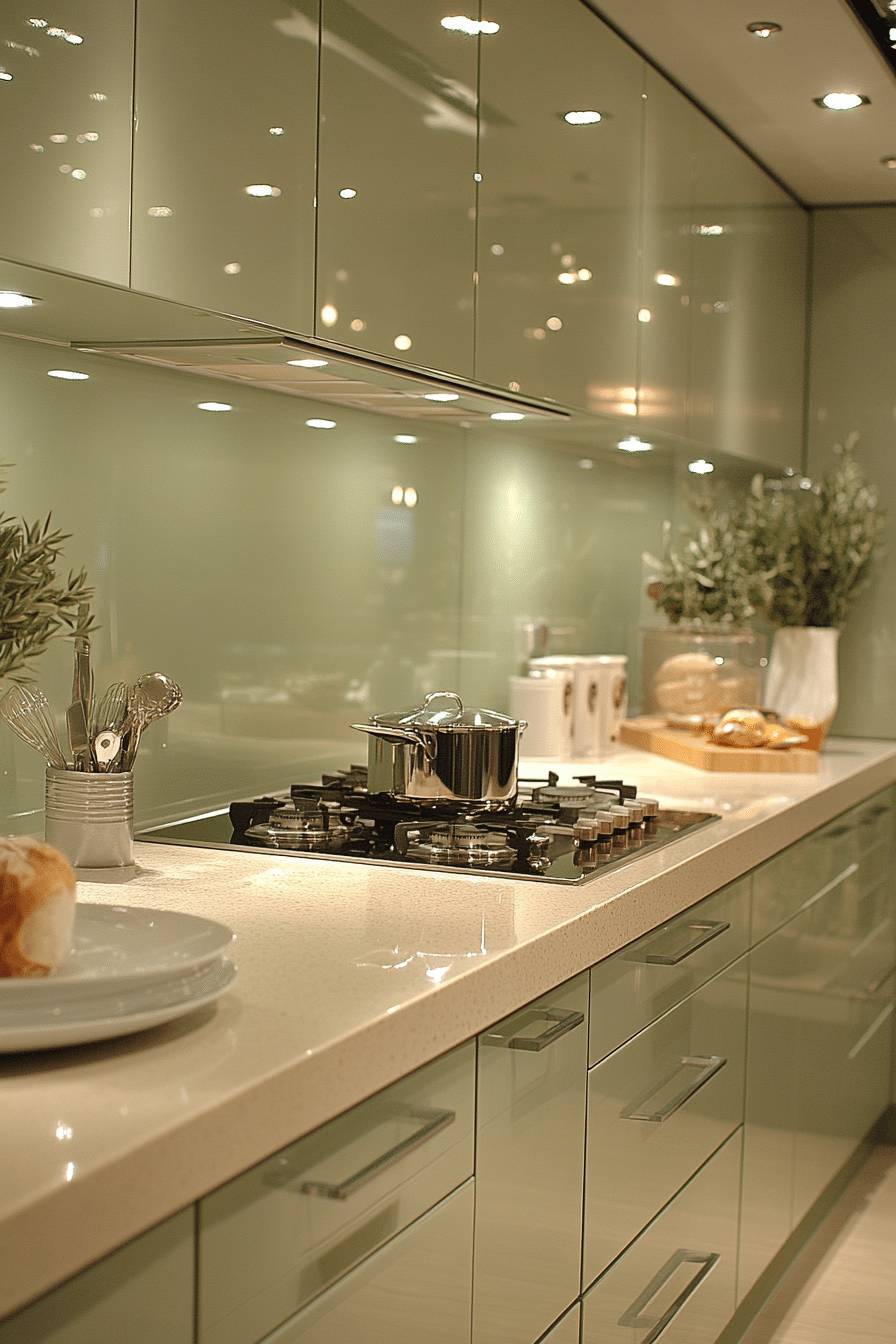 bold sage green kitchen