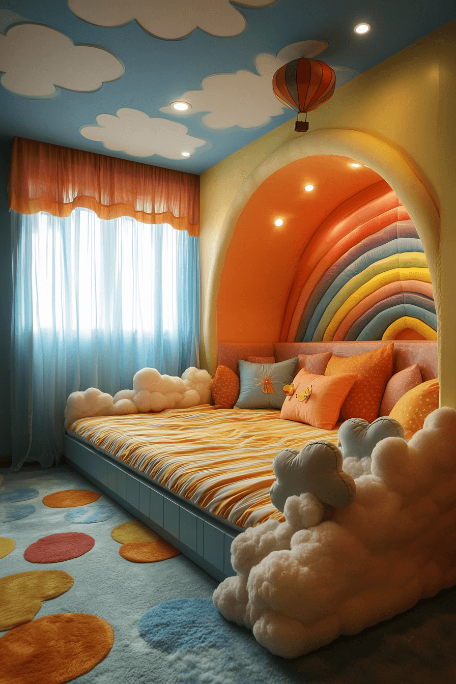 Rainbow themed kids bedroom