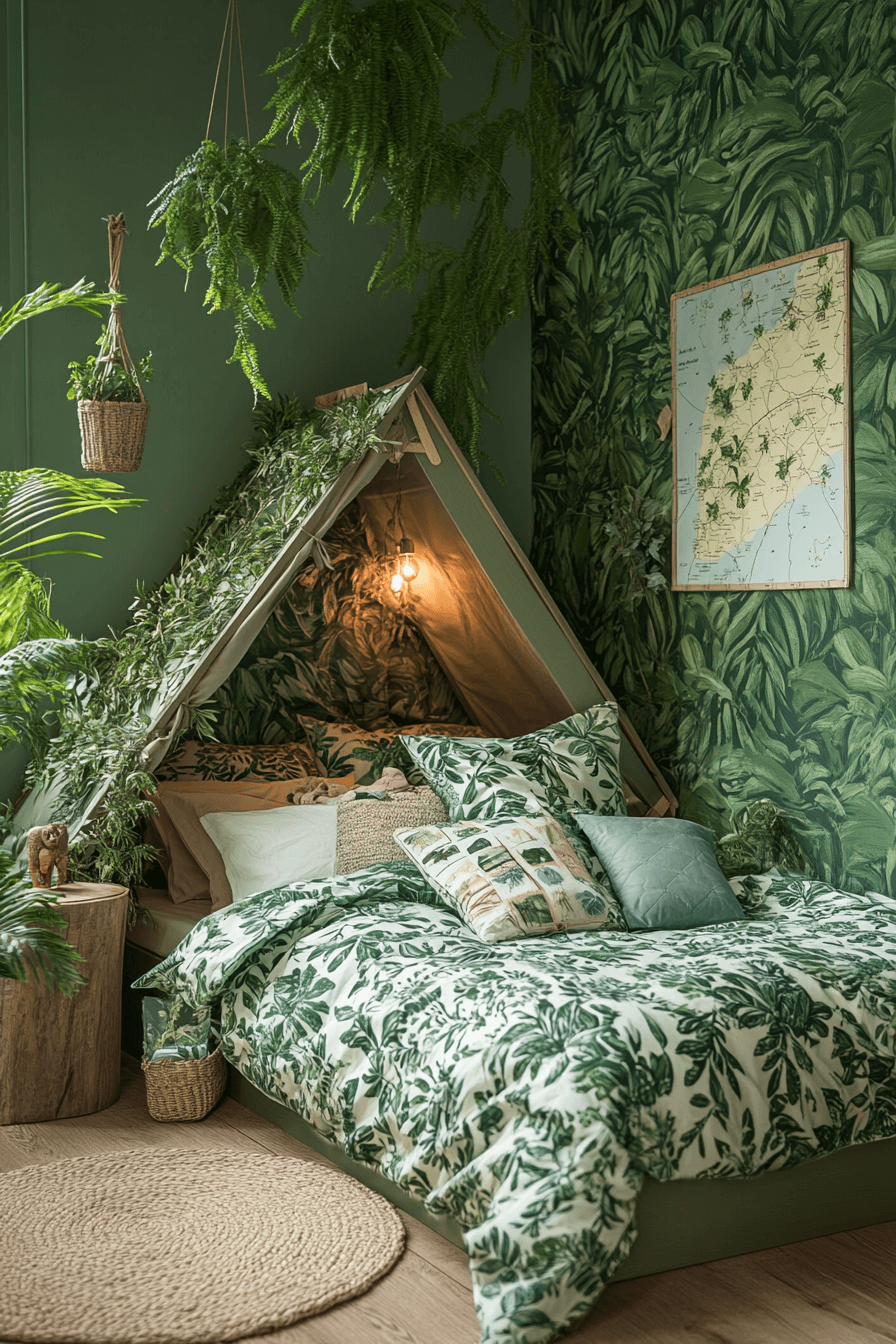Jungle themed kids bedroom