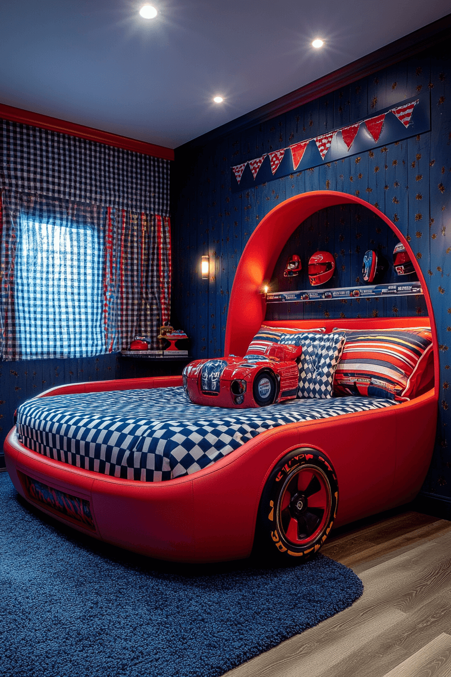 Racecar themed kids bedroom