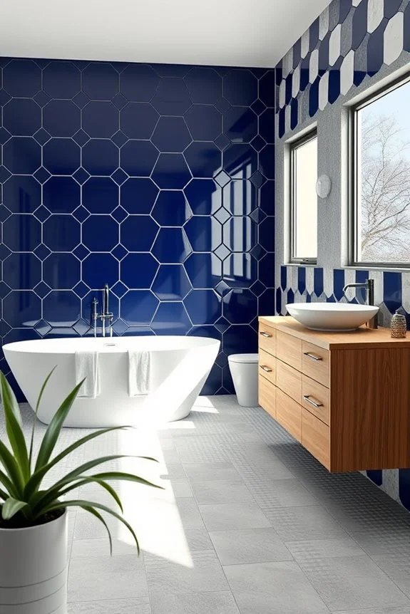 modern geometric bathroom tiles