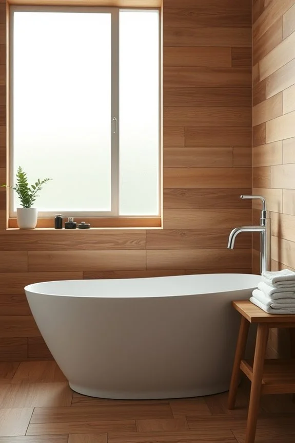 rustic wooden plank bathroom tiles