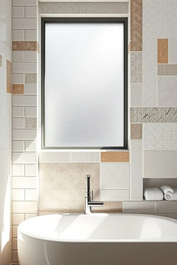 layered textured bathroom tiles