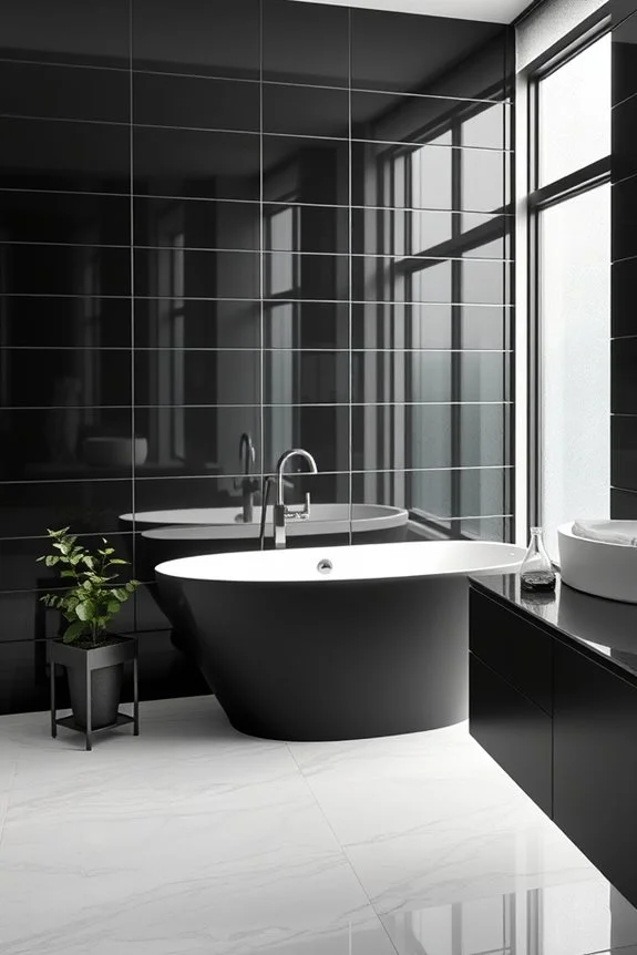 black bathroom tiles