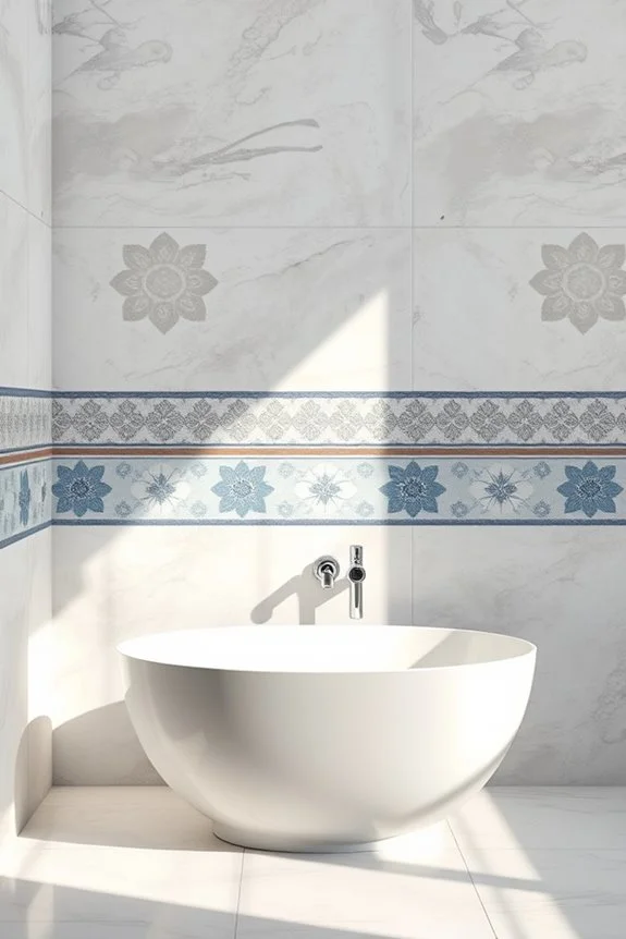 patterned border bathroom tiles