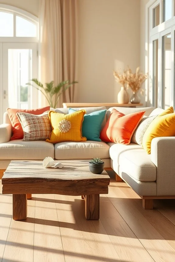 vibrant beach house cushions
