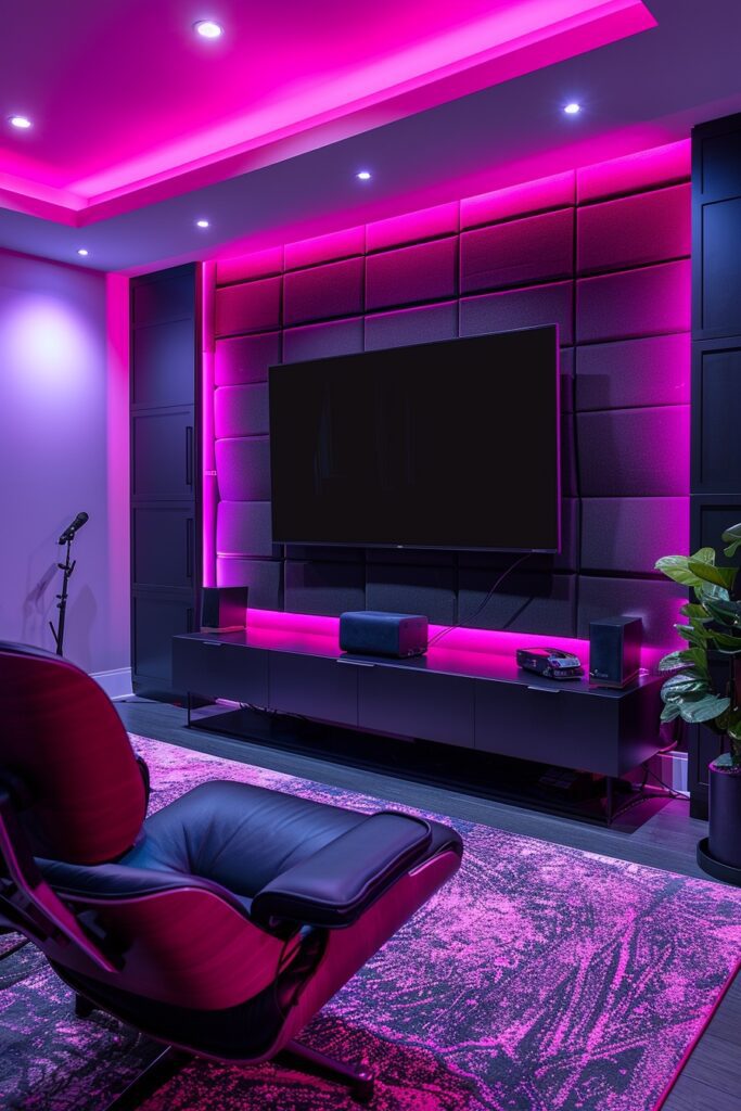 Contemporary Pink Media Rooms