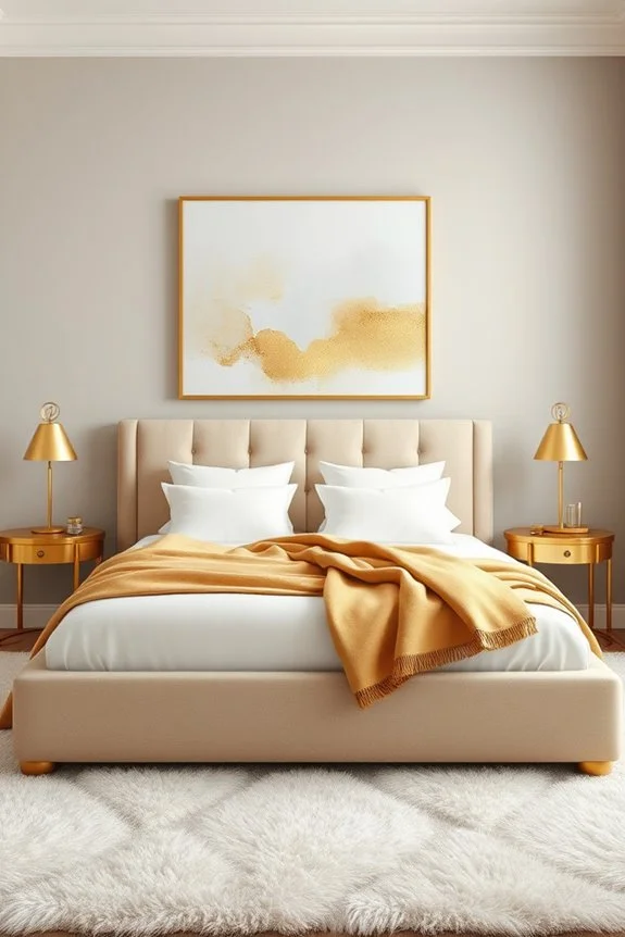 gold wall art in bedroom