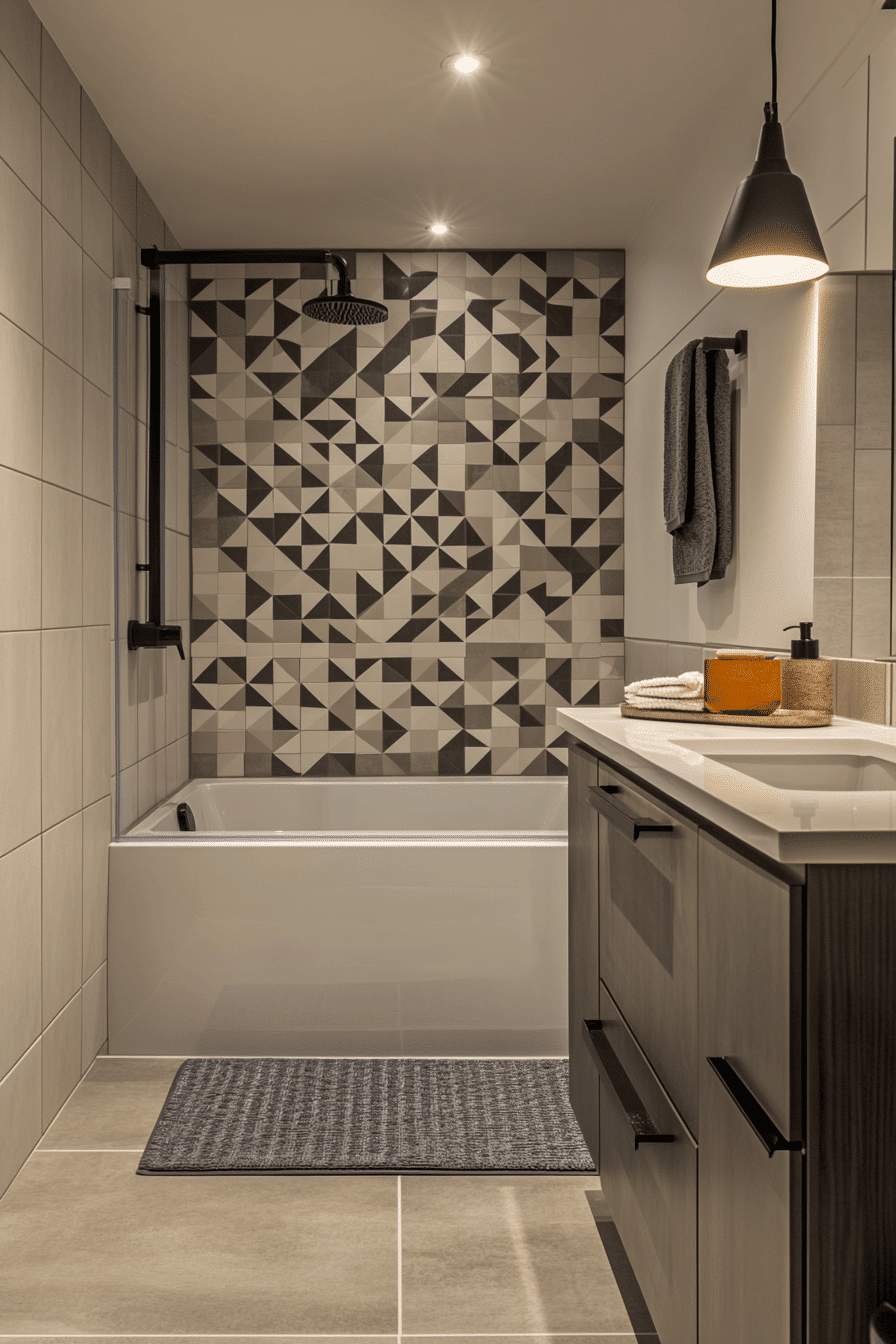 geometric tile bathroom