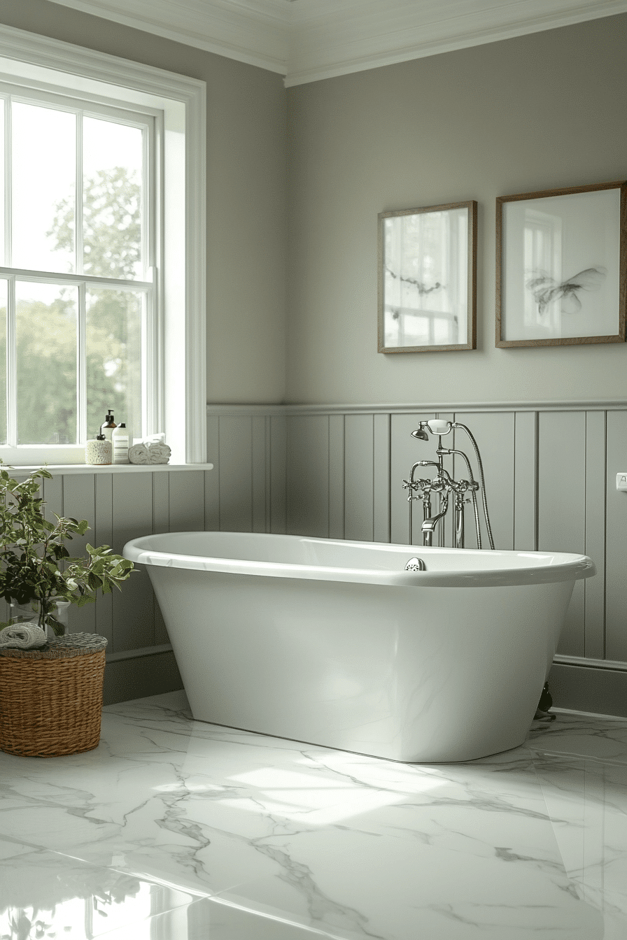 grey and white elegant bathroom