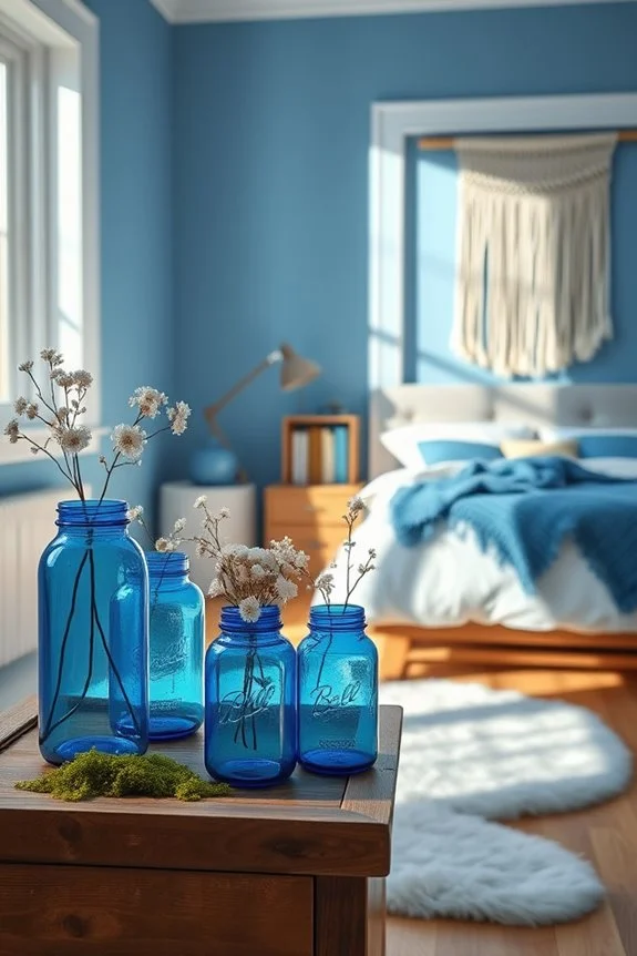blue mason jar decor