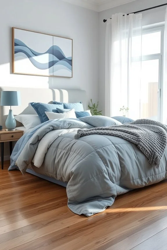 blue and gray bedroom