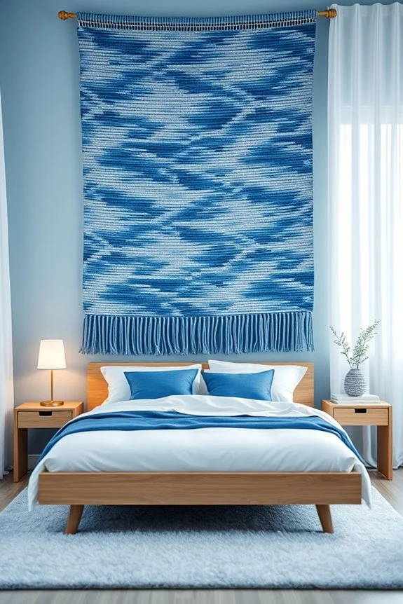 blue woven wall hanging
