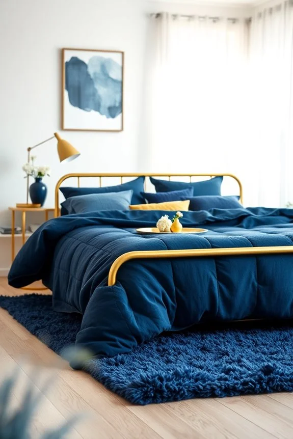 blue and gold accents