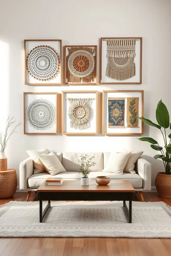 framed vibrant textile art
