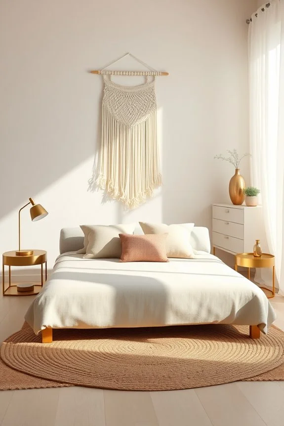 metallic accents in bedroom