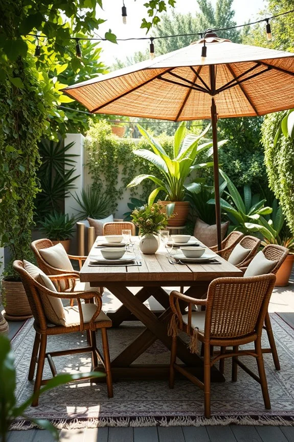 cozy eclectic outdoor dining