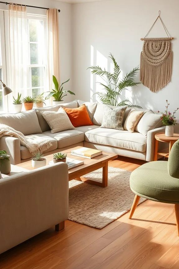natural decor elements in living room