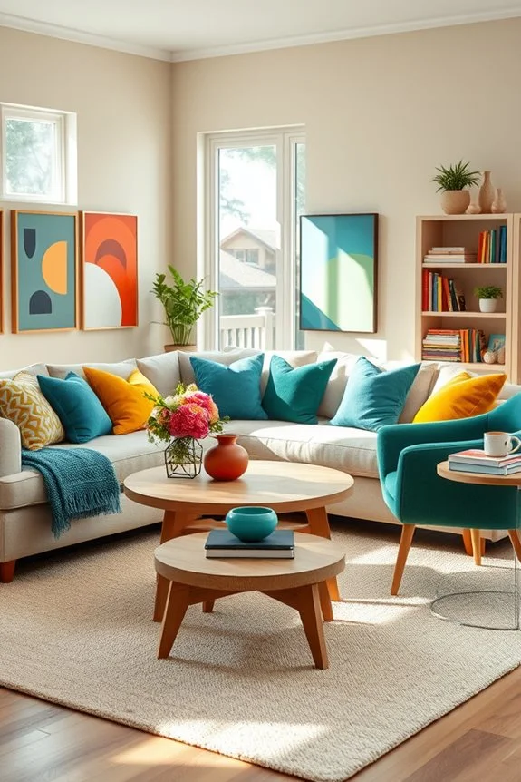 colorful living room accessories