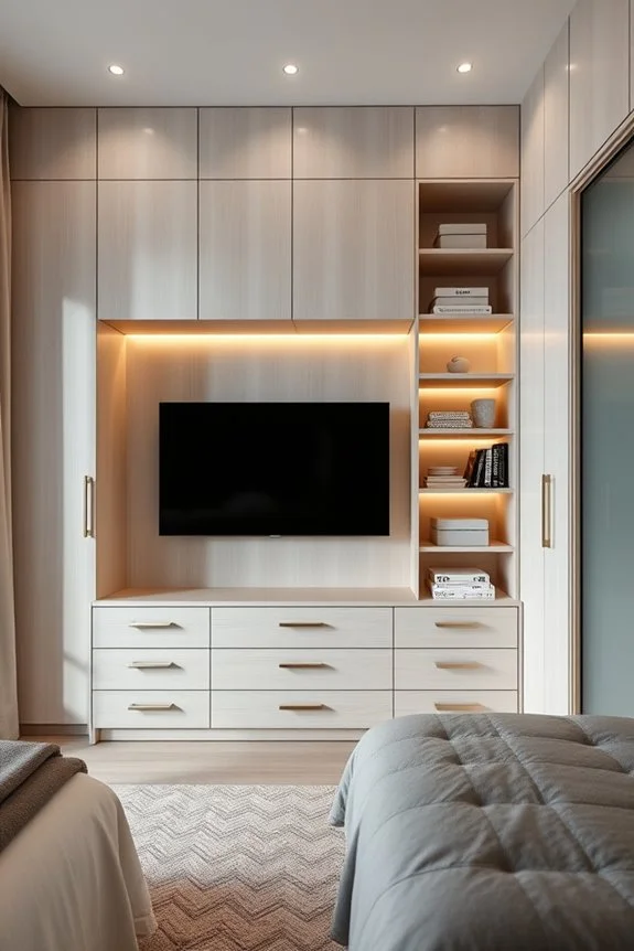 high-tech closet with smart tv
