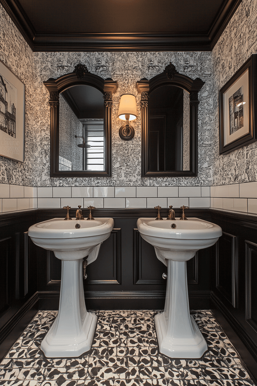 compact victorian powder room