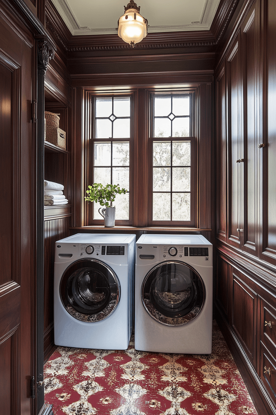 organized victorian laundry room