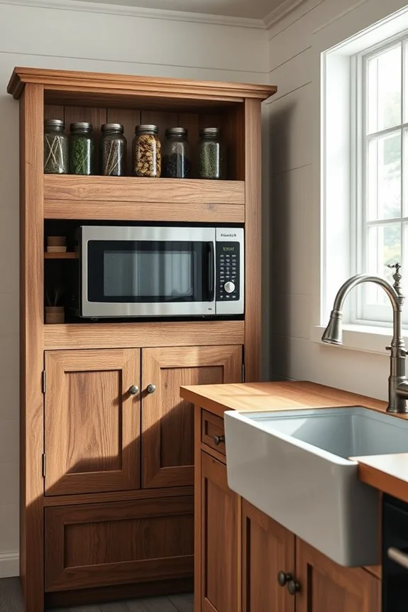 rustic microwave cabinet design