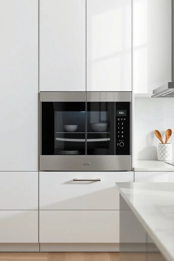 elegant glass microwave cabinet