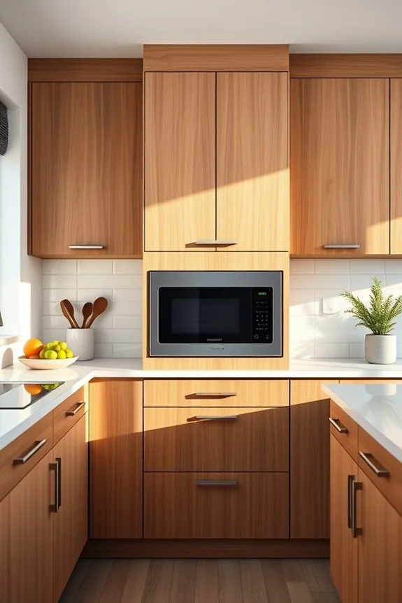 contemporary microwave with wood