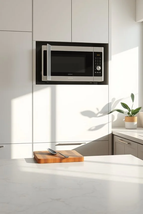elevated microwave cabinet design