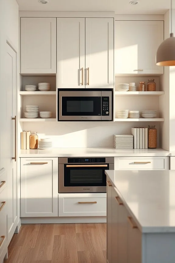stylish built in microwave shelving