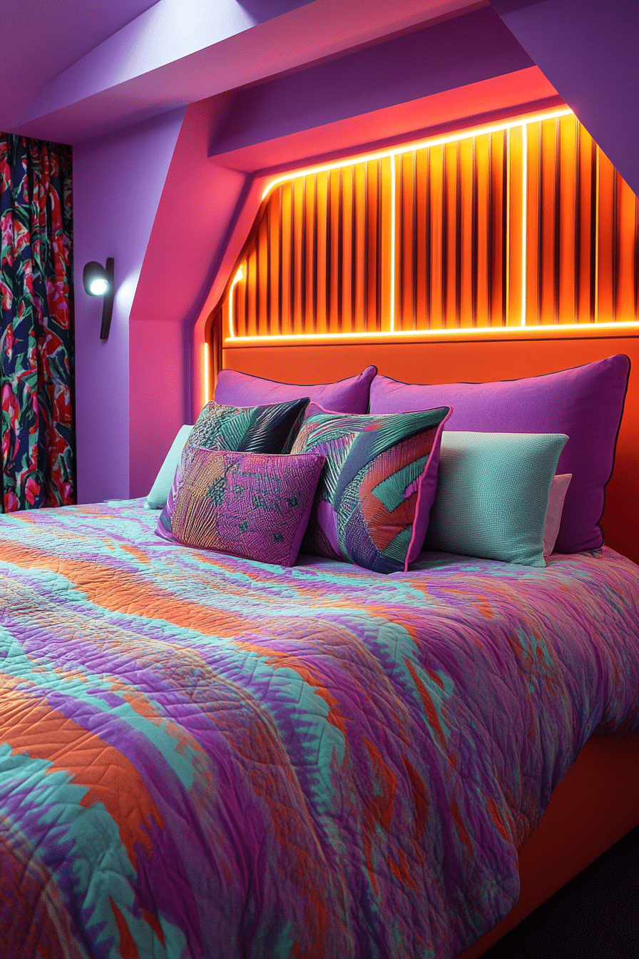 Neon Lit Bedroom