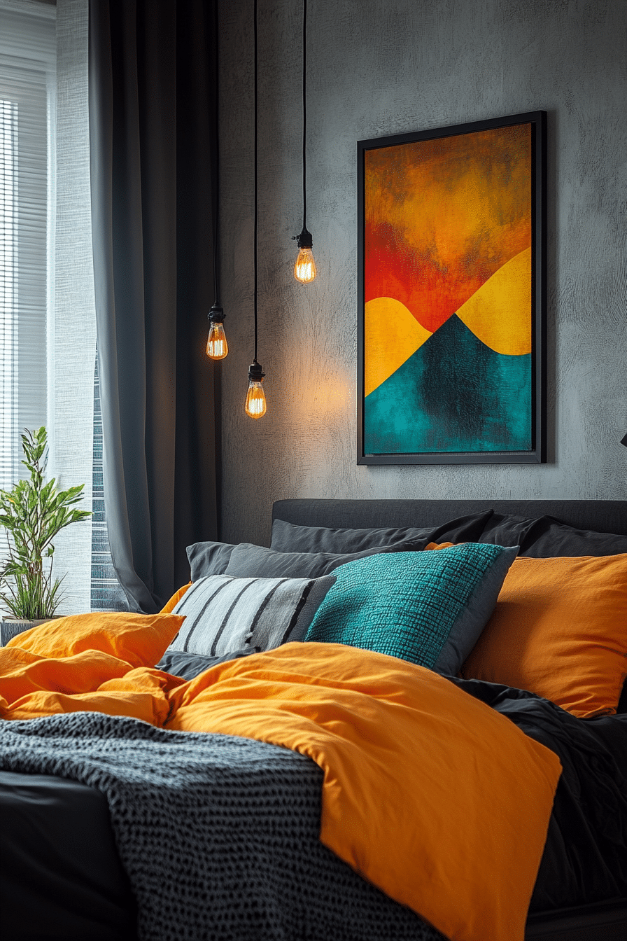 Minimalist Bedroom with Color Accents