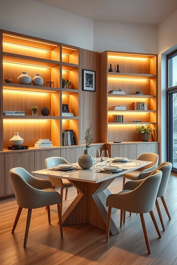 illuminated multi functional dining shelves