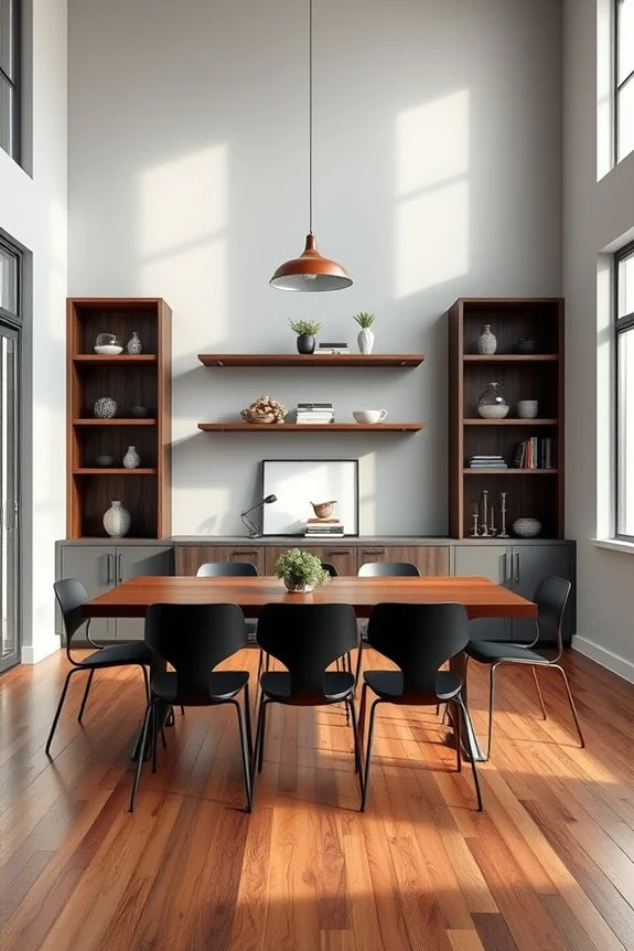 industrial built in shelving design