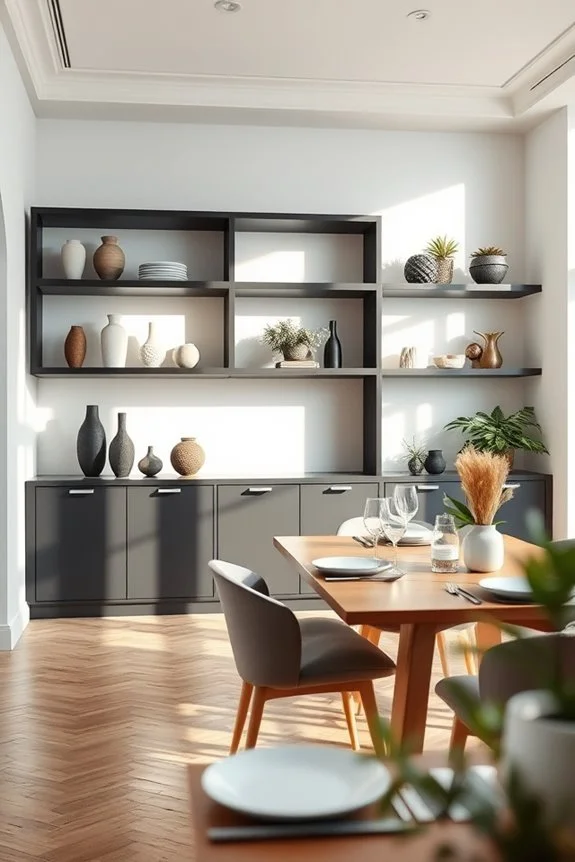 sleek contemporary black shelving