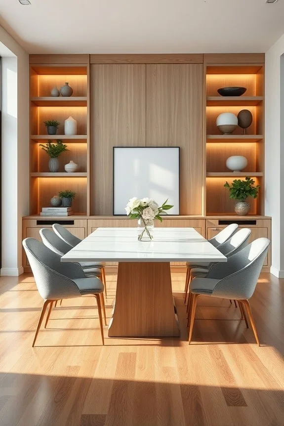 illuminated built in shelves