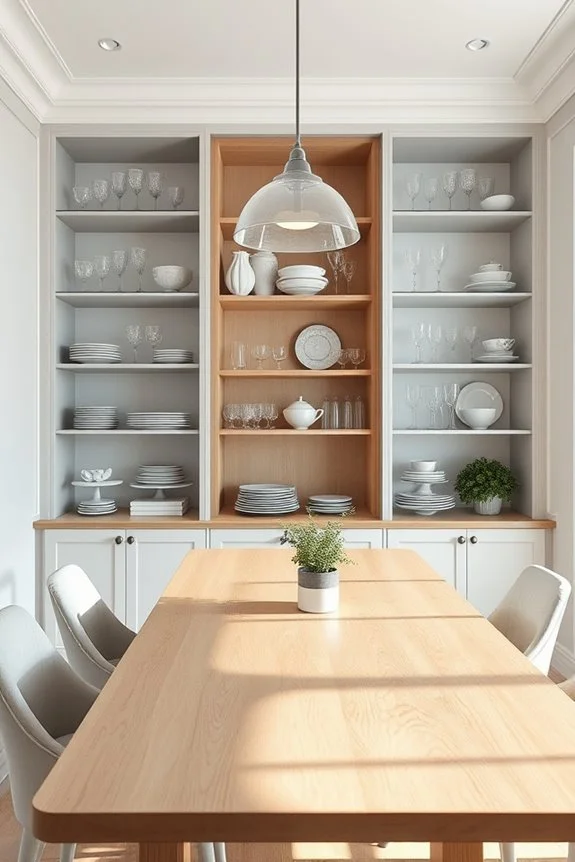 stylish built in tableware shelves