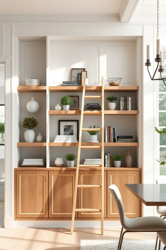charming built in shelves ladder