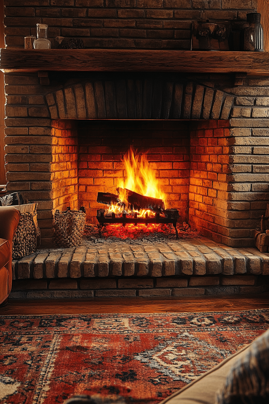 Rustic Brick Fireplace