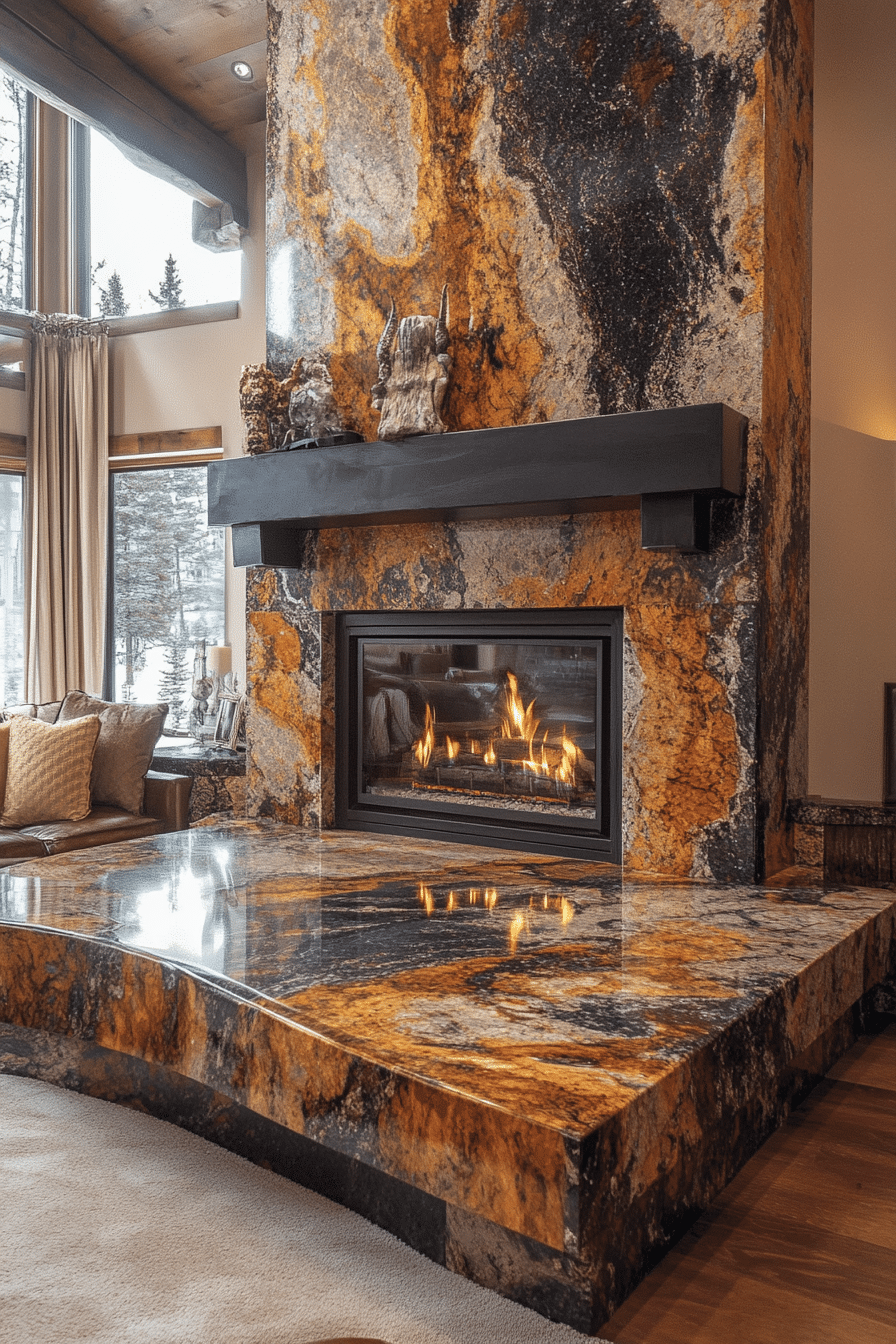 Elegant Granite Fireplace