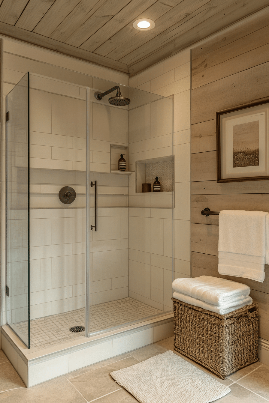 cabin bathroom with glass shower