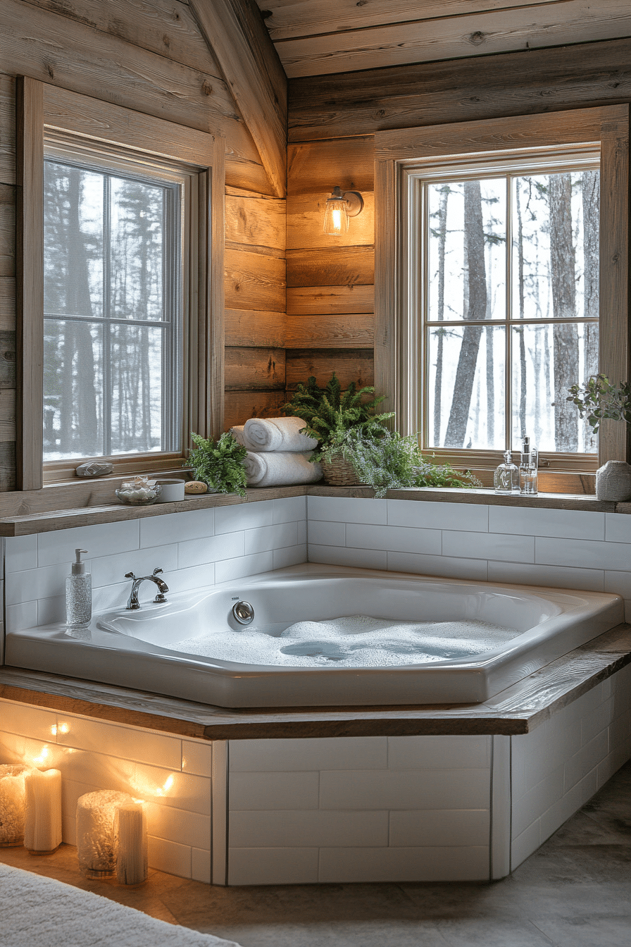 cabin bathroom corner design