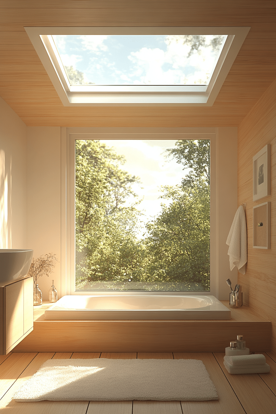 cabin bathroom with skylight