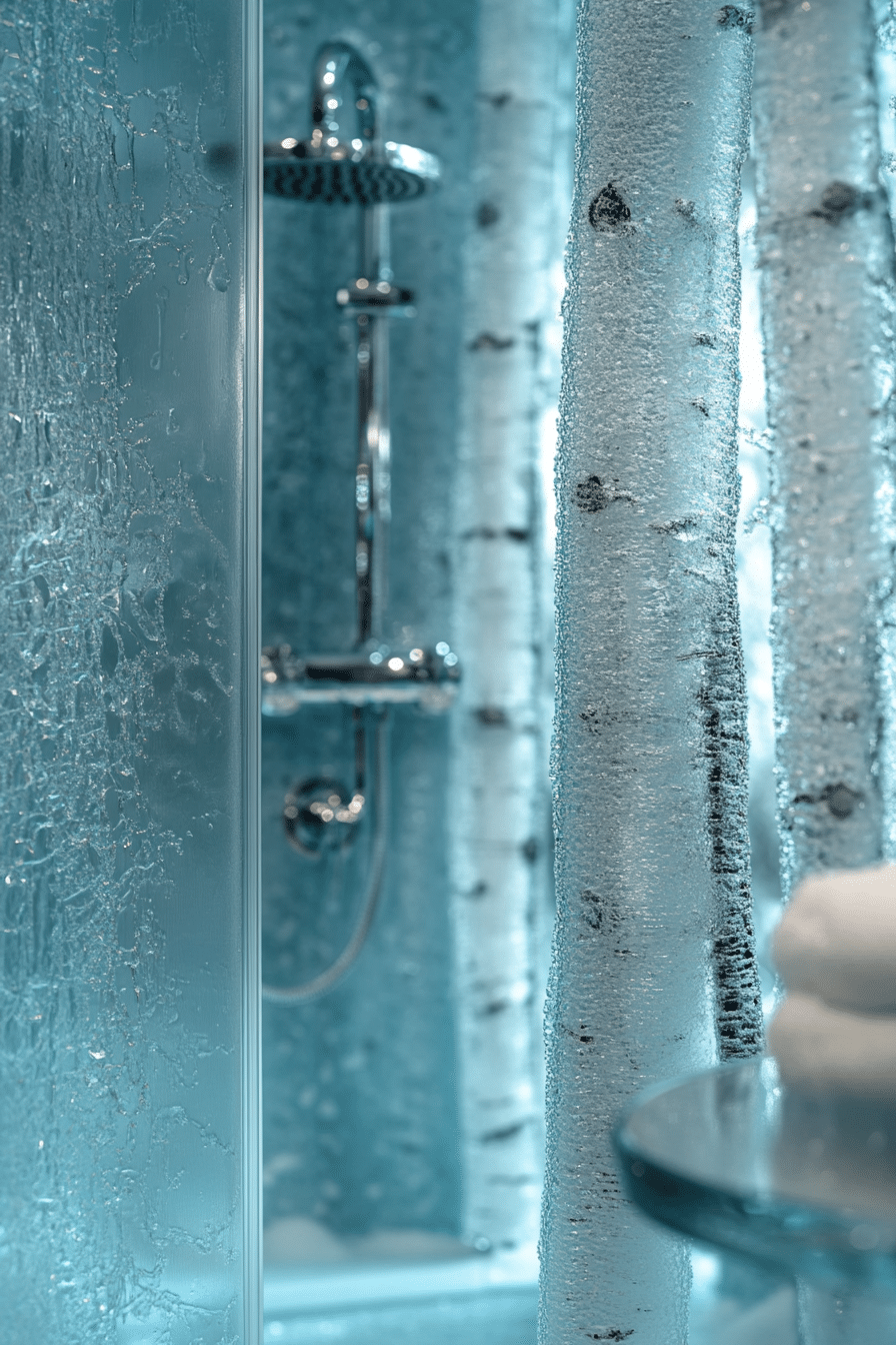 cabin bathroom with frosted glass