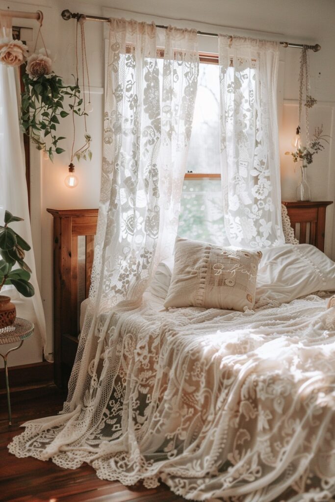 Lace-Embellished Boho Curtains