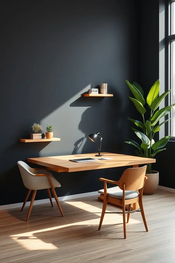 natural wood accents in office